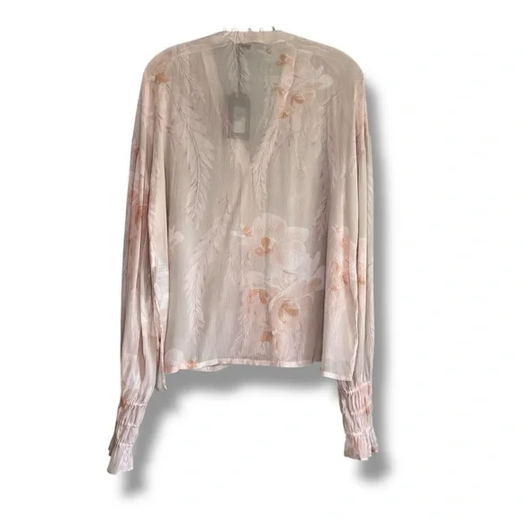 All Saints Light Pink Floral Sheer Loose Fitting Blouse NEW - Picture 5 of 8